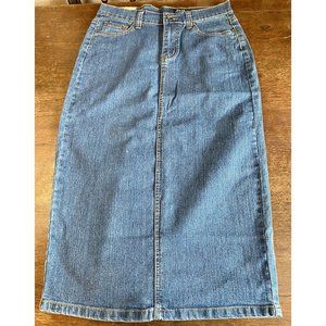 Halcyon Denim Skirt W/‎ Back Slit New With Tags Size 7/8